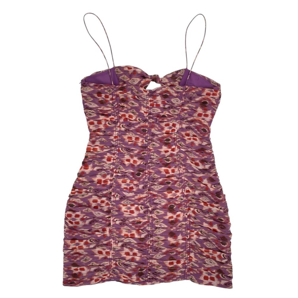 Zara Multicolor Purple Ruched Cutout Metallic Mini Dress Womens Size Small Party - Picture 3 of 7